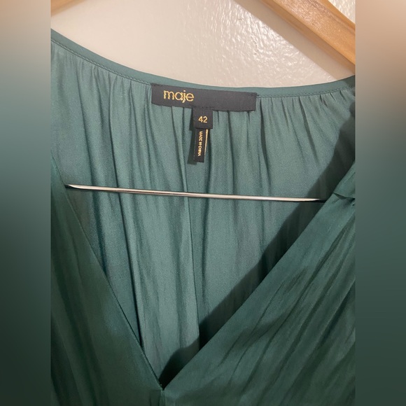 Maje Satin Dress With Ruffles - Picture 8 of 10